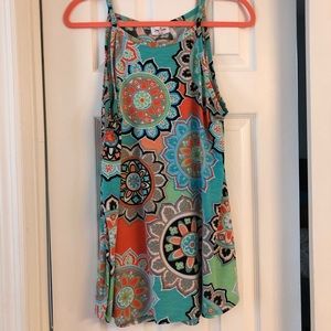 Retro Print Tunic Tank Top Size M